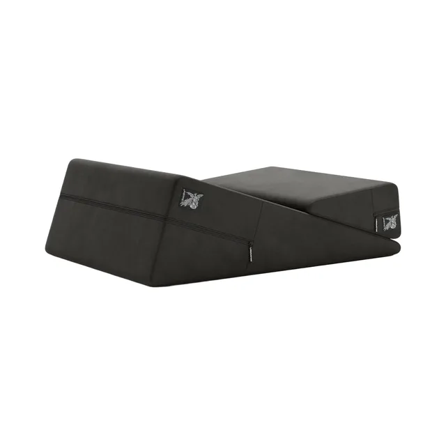 Liberator Wedge and Ramp Décor Velvet Black pillow combo two black angled pillows arranged side by side