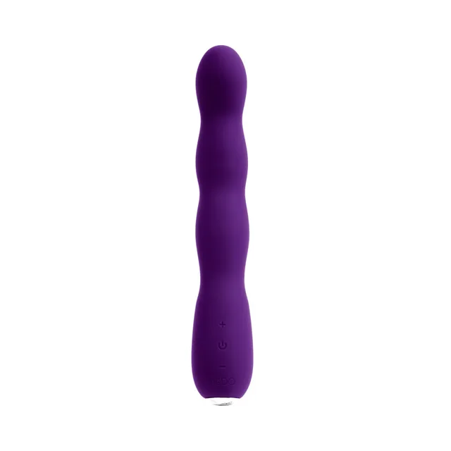 Front view of long deep purple Quiver Plus vibrator