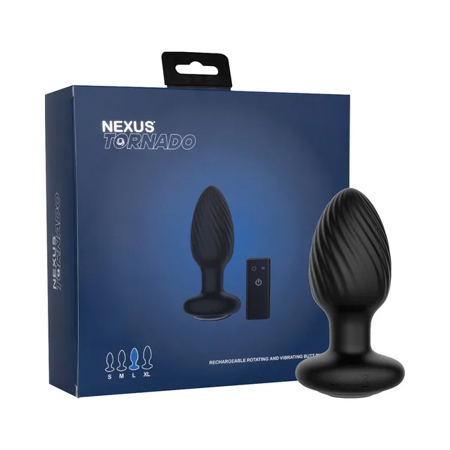 Black Nexus Tornado Large plug displayed beside gray retail box