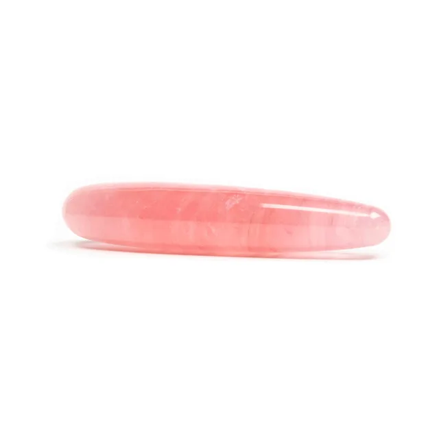 Side profile of light-pink Chakrubs Heart Slim rose quartz wand
