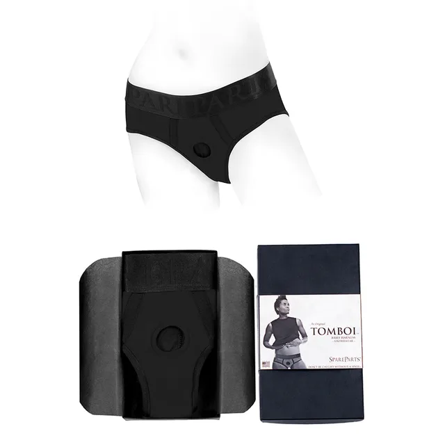 SpareParts Tomboi black nylon size XXS brief harness with folded garment and retail package