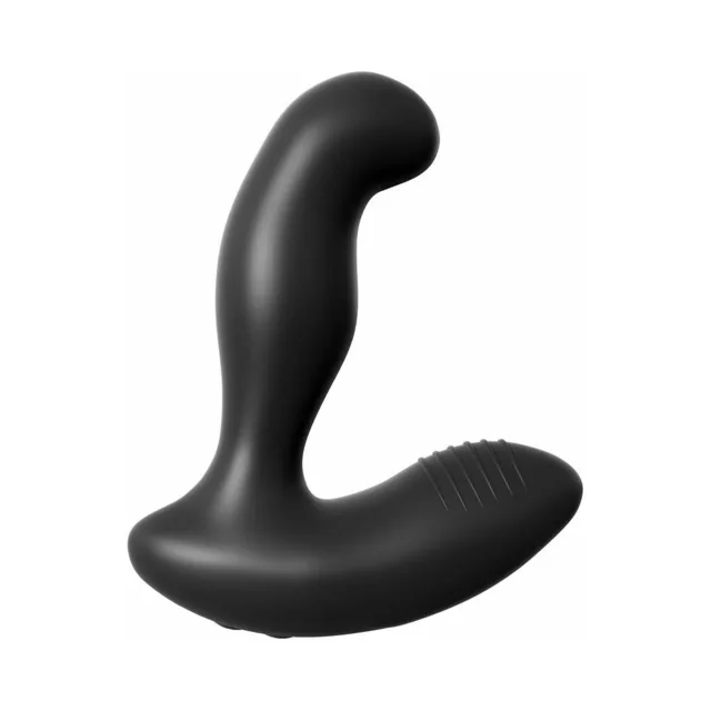 Pipedream Anal Fantasy black prostate vibrator isolated black vibrator with upright curved shaft and horizontal textured arm