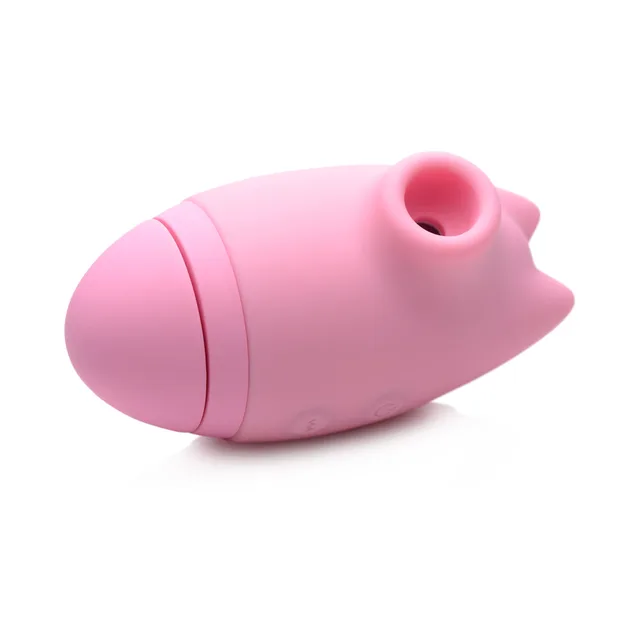 Shegasm Kitty Licker 5X pink stimulator left side profile with top circular opening
