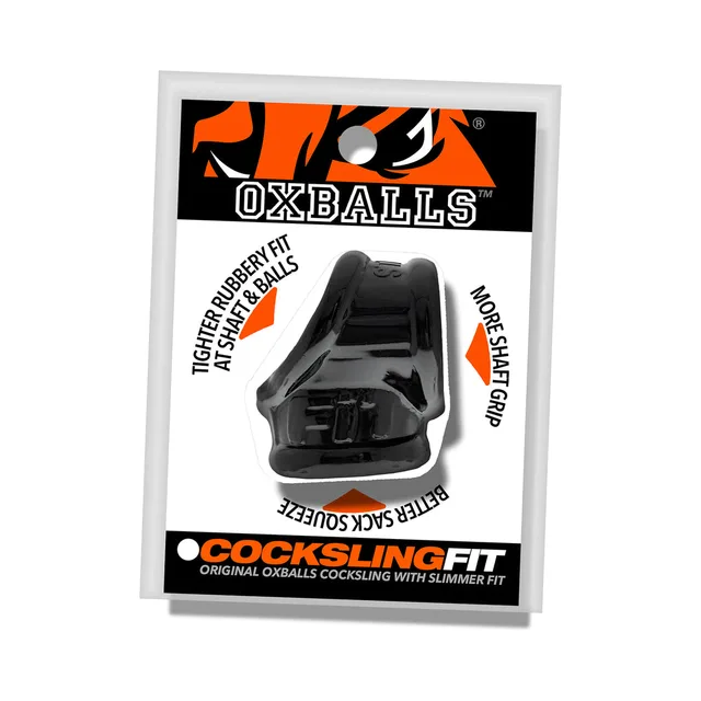 Black Oxballs Cocksling Fit sling in clear-front package