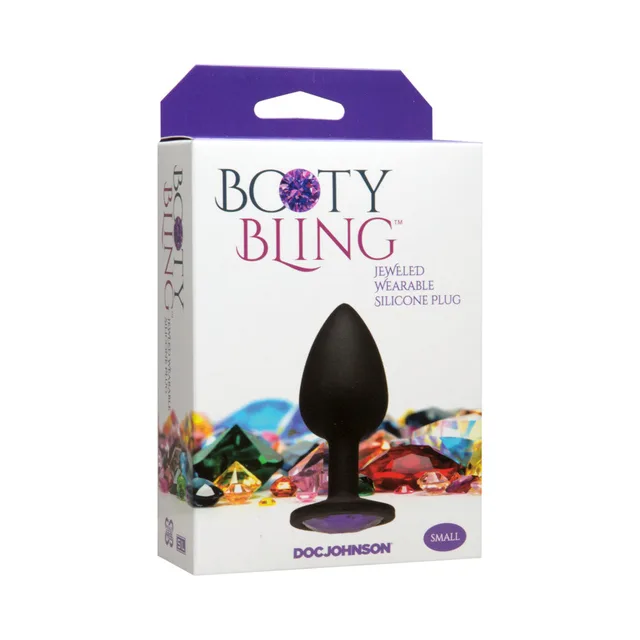 Booty Bling Small Purple Jewel Plug white purple retail carton three-quarter view