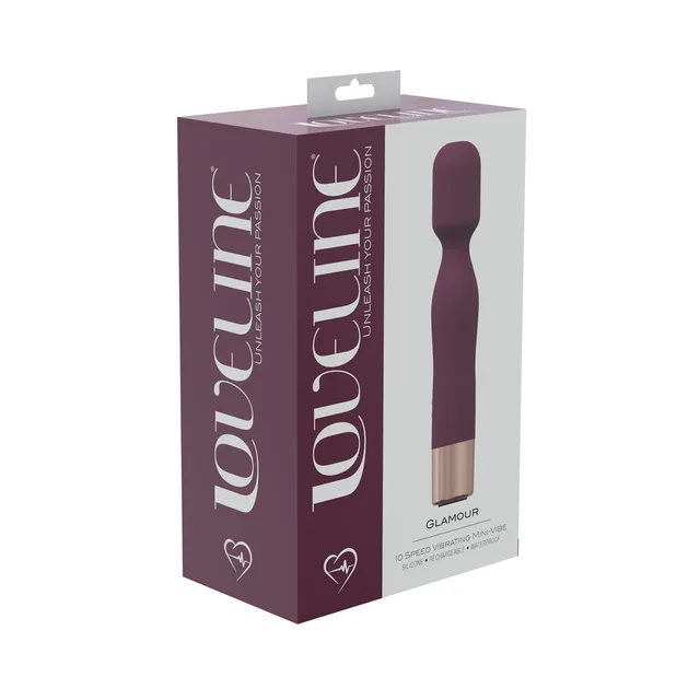 burgundy LoveLine Glamour mini wand pictured on burgundy box