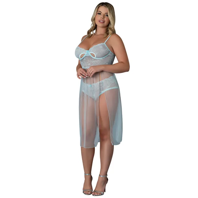 Alternate front view of Blue Sky chemise Queen Size