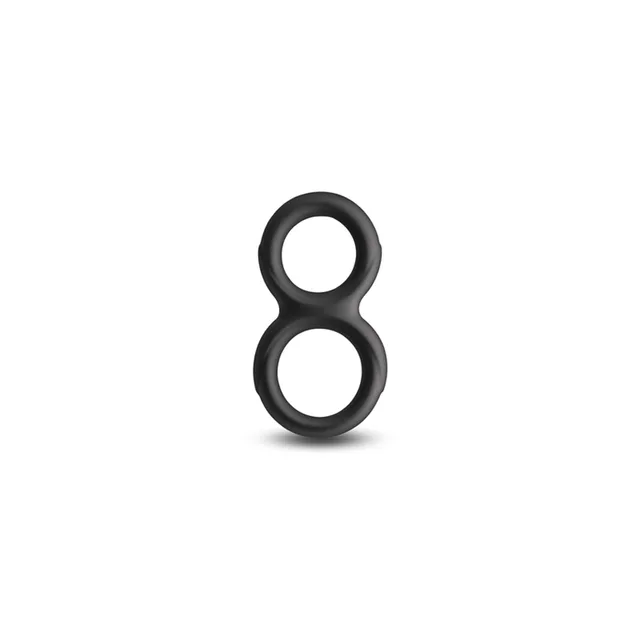 Black figure-eight ring with two circular openings