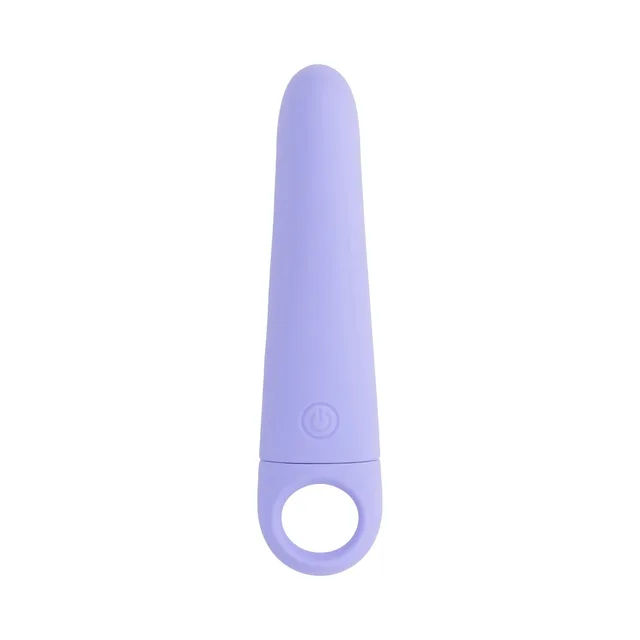 Evolved Tart Teaser purple wedge vibrator front view with circular finger ring