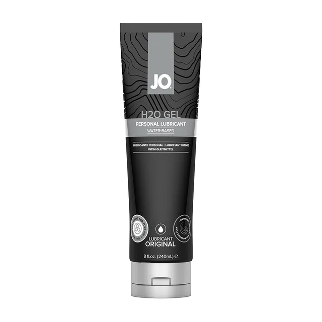 System JO H2O Gel 8 oz black squeeze tube front view