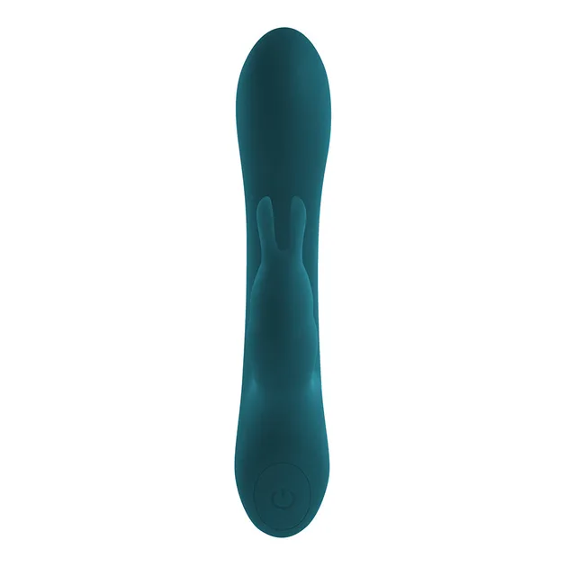Playboy Lil Rabbit deep teal silicone vibrator rear vertical view