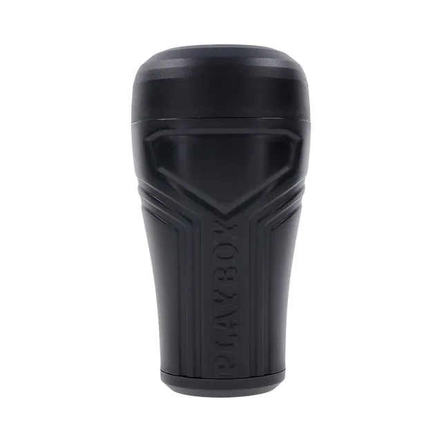 front view of compact black Playboy Urge Small canister