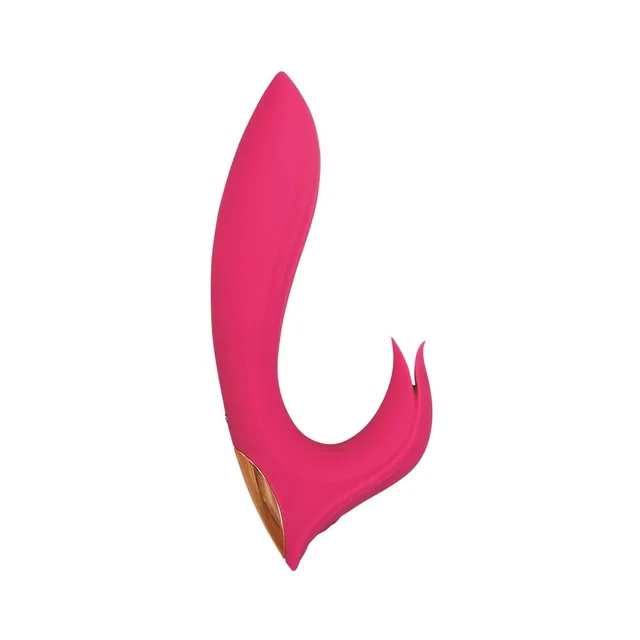 Adam & Eve Eve's Bliss pink vibrator upright curved design with gold-tone control