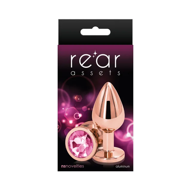 Medium pink gem Rear Assets rose gold plug in black box