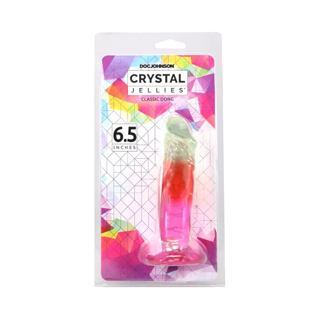 Doc Johnson Crystal Jellies 6.5-inch rainbow dong front retail package