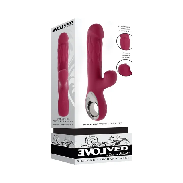 Boxed burgundy Evolved Bursting With Pleasure vibrator
