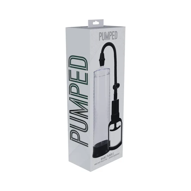 Shots Pumped Basic Pump 2 clear transparent cylinder and black pump pictured on box