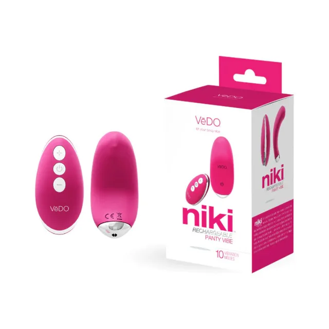 Foxy pink VeDO Niki panty vibrator remote and retail box