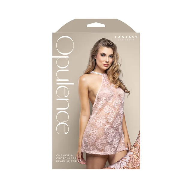 Fantasy Lingerie light pink open-back chemise S/M retail box