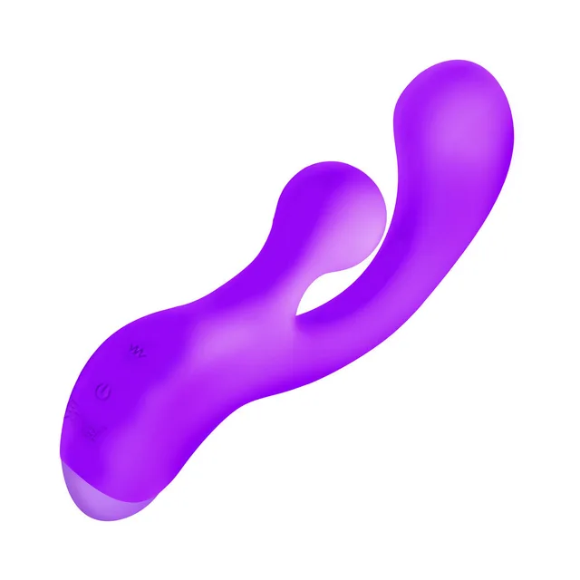 BANG purple silicone gyro rabbit vibrator front view of the two curved arms