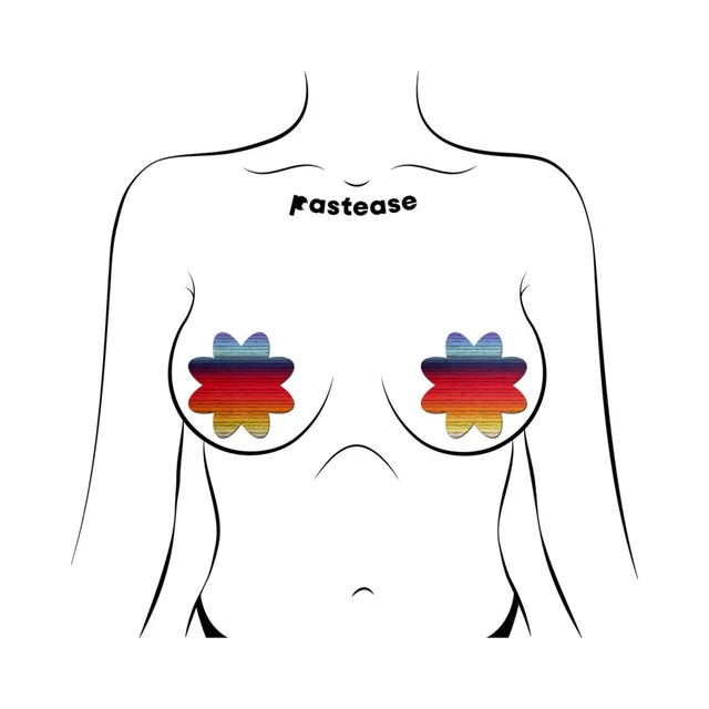 Pastease retro horizon stripe petal breast pasties front placement illustration on a torso outline
