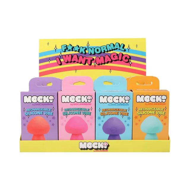 Mochi Mushroom vibrator 12-pack in yellow counter tray