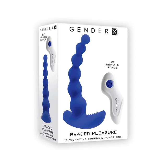 Gender X Beaded Pleasure blue vibrator and remote package