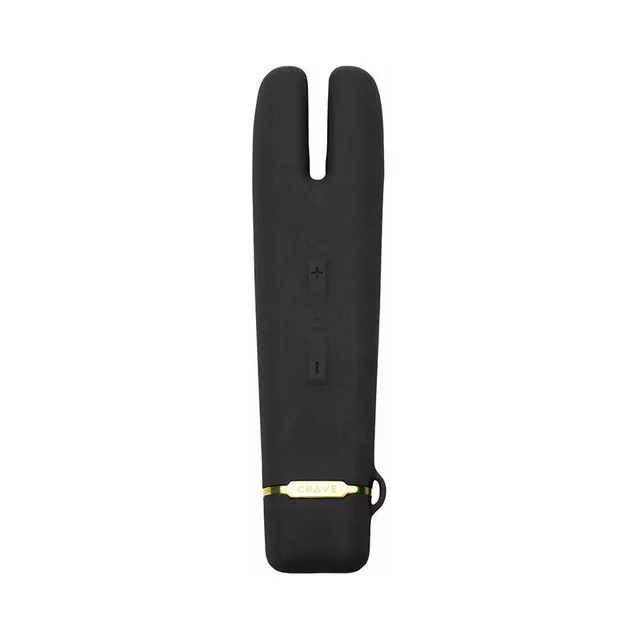front view of black Crave Duet Flex with twin tips and gold-accented base cap