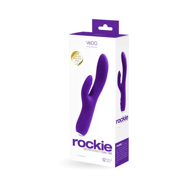 Indigo VeDO Rockie dual vibrator with angled retail carton