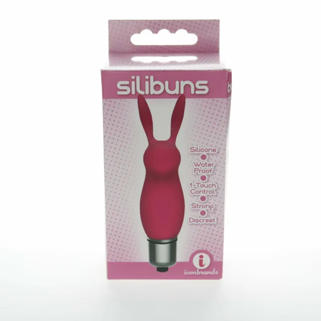 Icon Brands Silibuns pink silicone bunny bullet in retail box