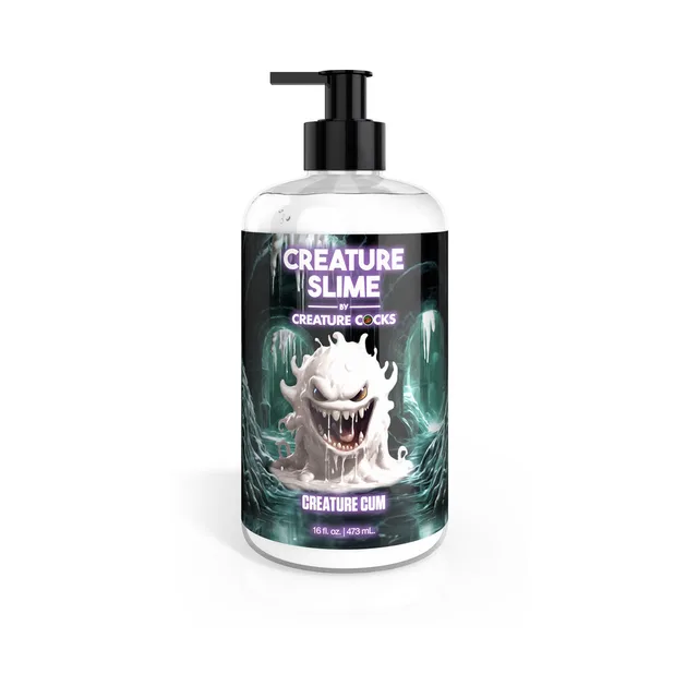 Creature Slime Creature Cum 16 oz clear pump bottle with white monster label and black dispenser