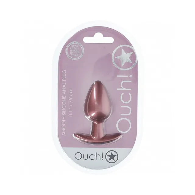 Shots Ouch rose-gold medium silicone plug plug sealed in oval pink blister pack