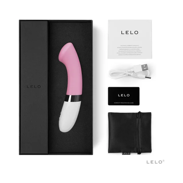 Pink LELO GIGI 2 set with box, cable, card and black pouch