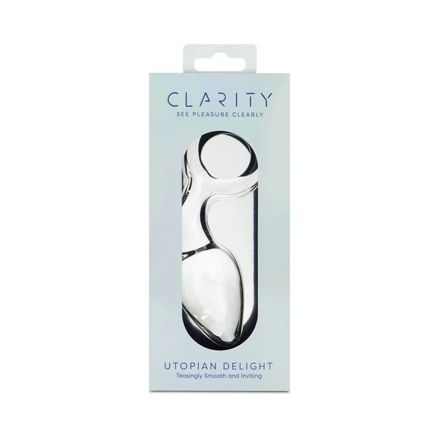 Clarity Utopian Delight clear loop-handle glass plug in pale box