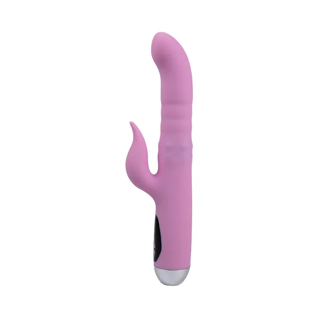 Camtoyz Osma magenta USB-C rabbit vibrator upright front view of curved shaft