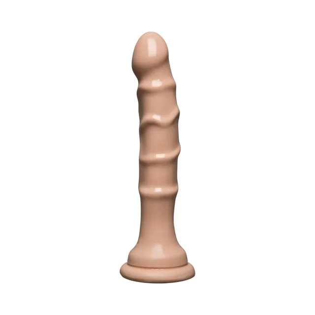 Raging H/O vanilla-toned slim dildo with raised ridges and suction base