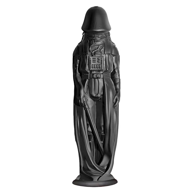 Front view of black Darth Invader sculpted character dildo