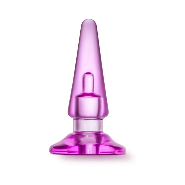 Upright hot pink tapered anal plug with flared base