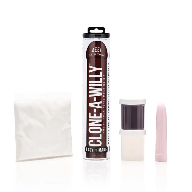 Clone-A-Willy kit components with molding bag, tube and vibrator