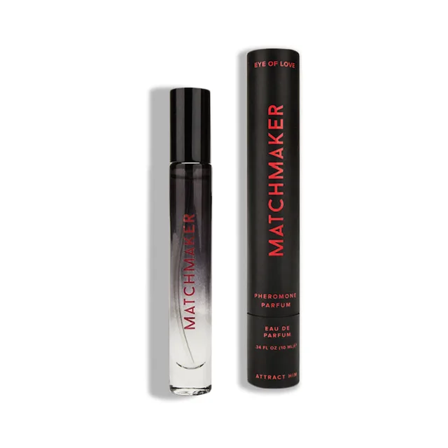 Attract Him 10 ml black roll-on beside red-lettered Matchmaker carton