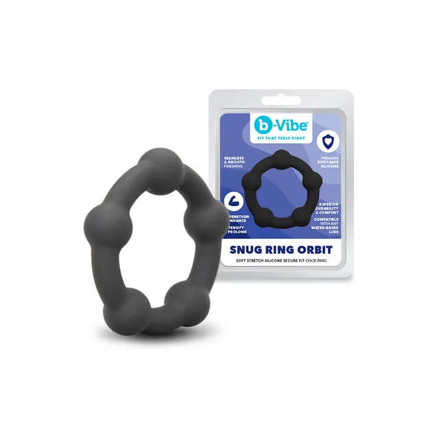 b-Vibe Snug Ring Orbit black nubby C-ring with retail package
