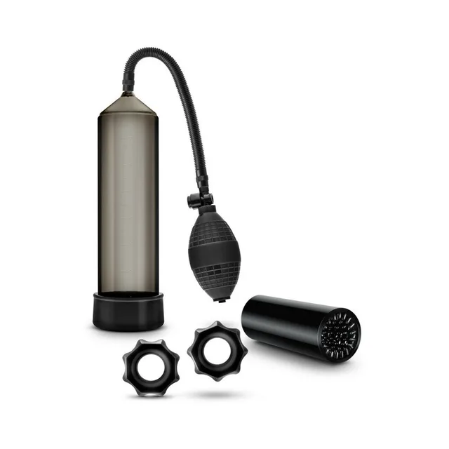Blush Quickie Kit smoke-black pump set upright pump cylinder black stroker and two rings