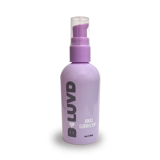 lavender 4 oz B-Luvd Anal Lube bottle with purple teardrop pump
