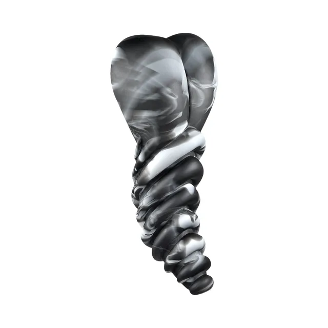 black-and-white swirl Banana Pants Luvgrind cushion with ribbed tapered extension