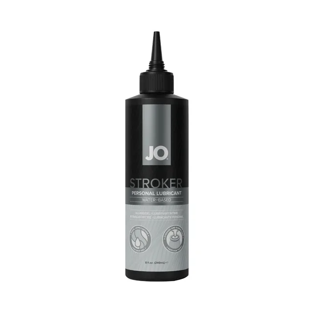 JO Stroker 8 oz tall black bottle with pointed dispenser