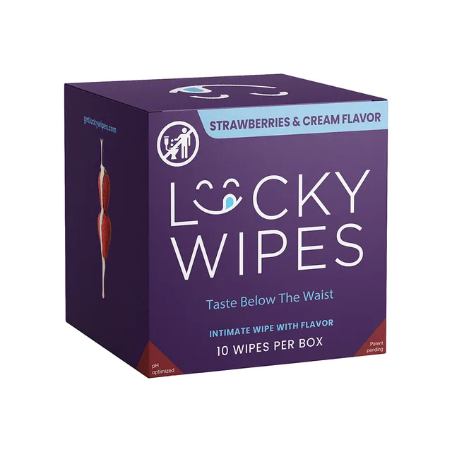 Purple Sweetums Lucky Wipes strawberries and cream 10-count box