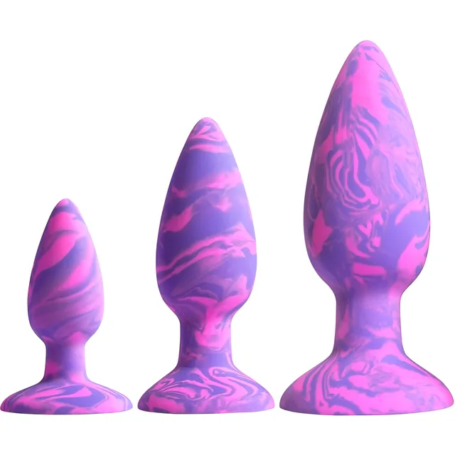 Adam and Eve Groovy Booty purple trainer set three graduated pieces standing upright