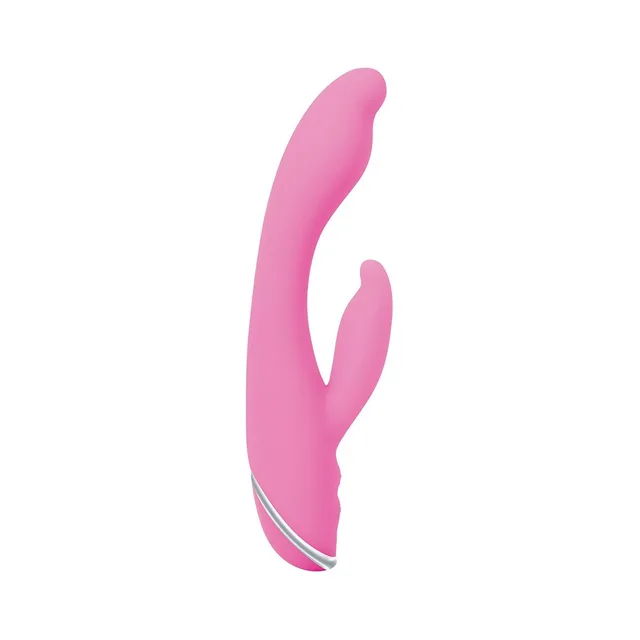 Adam & Eve G-Gasm Rabbit pink vibrator left side profile of curved shaft and arm