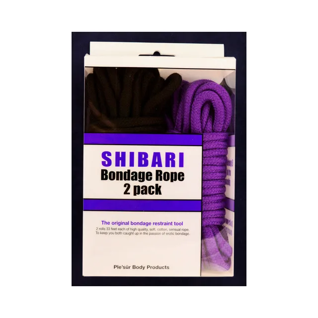 Purple and black Shibari cotton rope two-pack package