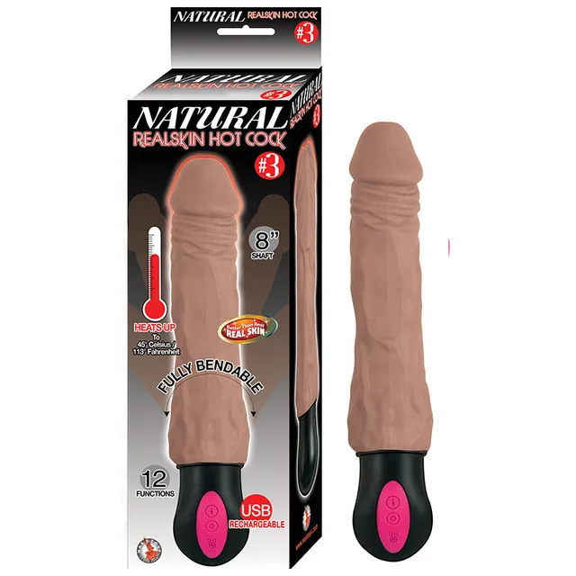 Natural Realskin Hot Cock No. 3 Brown Vibrator with carton